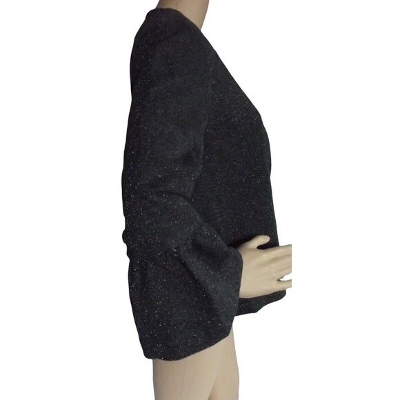 Bobeau Blazer jacket Medium Charcoal Gray Bell Sleeve Knit Silk sparkle cardigan - Picture 6 of 10